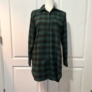 Kori NWT Boutique Green Black Checkered Flannel Button Front Dress Small